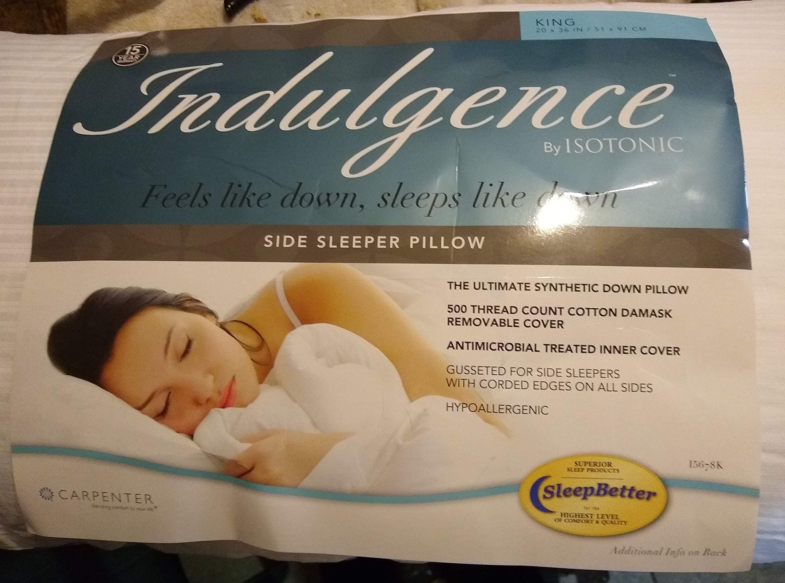 Indulgence Side Sleeper Pillow by Isotonic 36x20 King by Indulgence by Isotonic