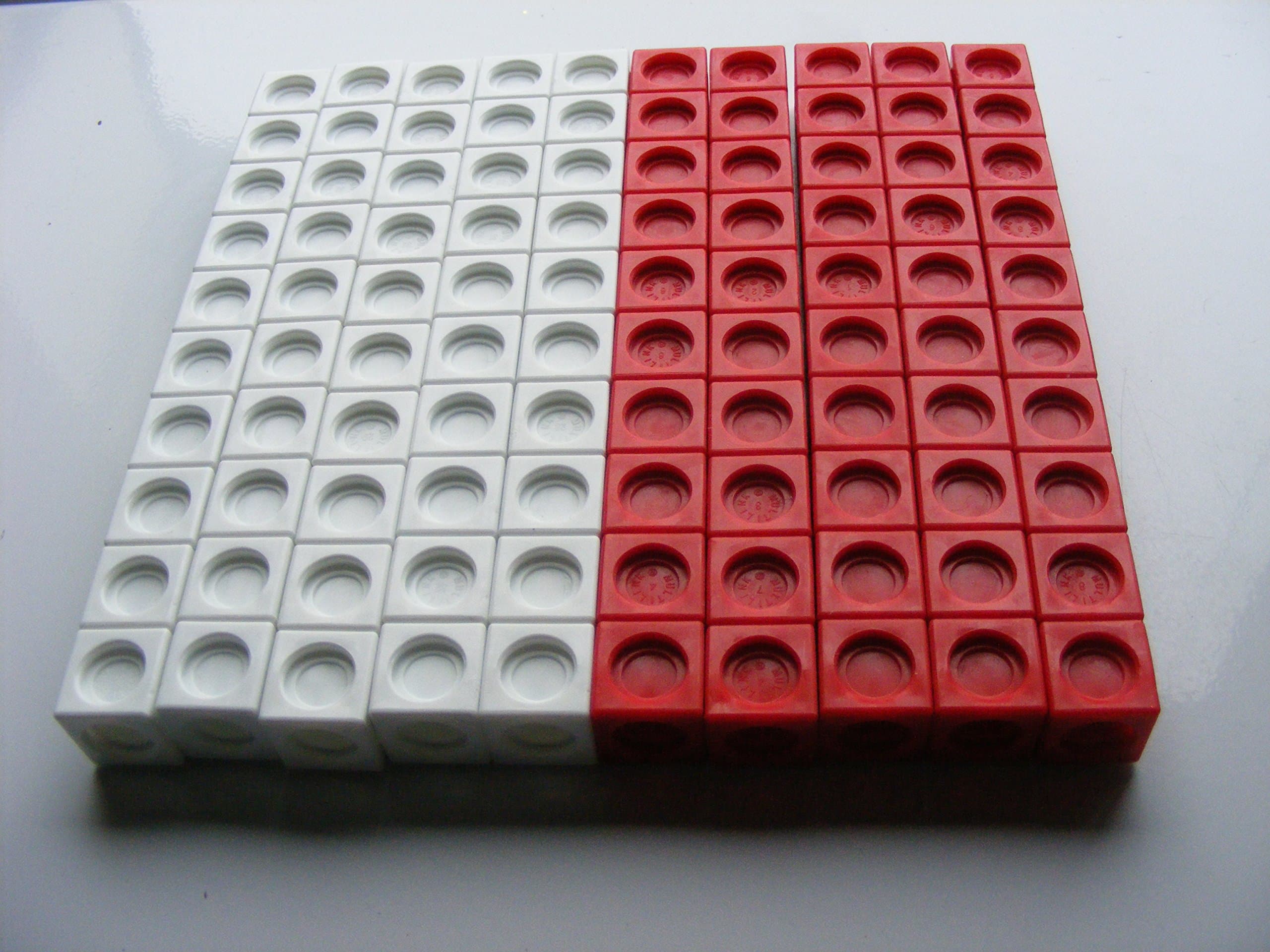 100 Unifix Multilink Maths Cubes Snap Together Interlocking 2cm Cubes Maths Manipulatives 3 Colours (white/red)