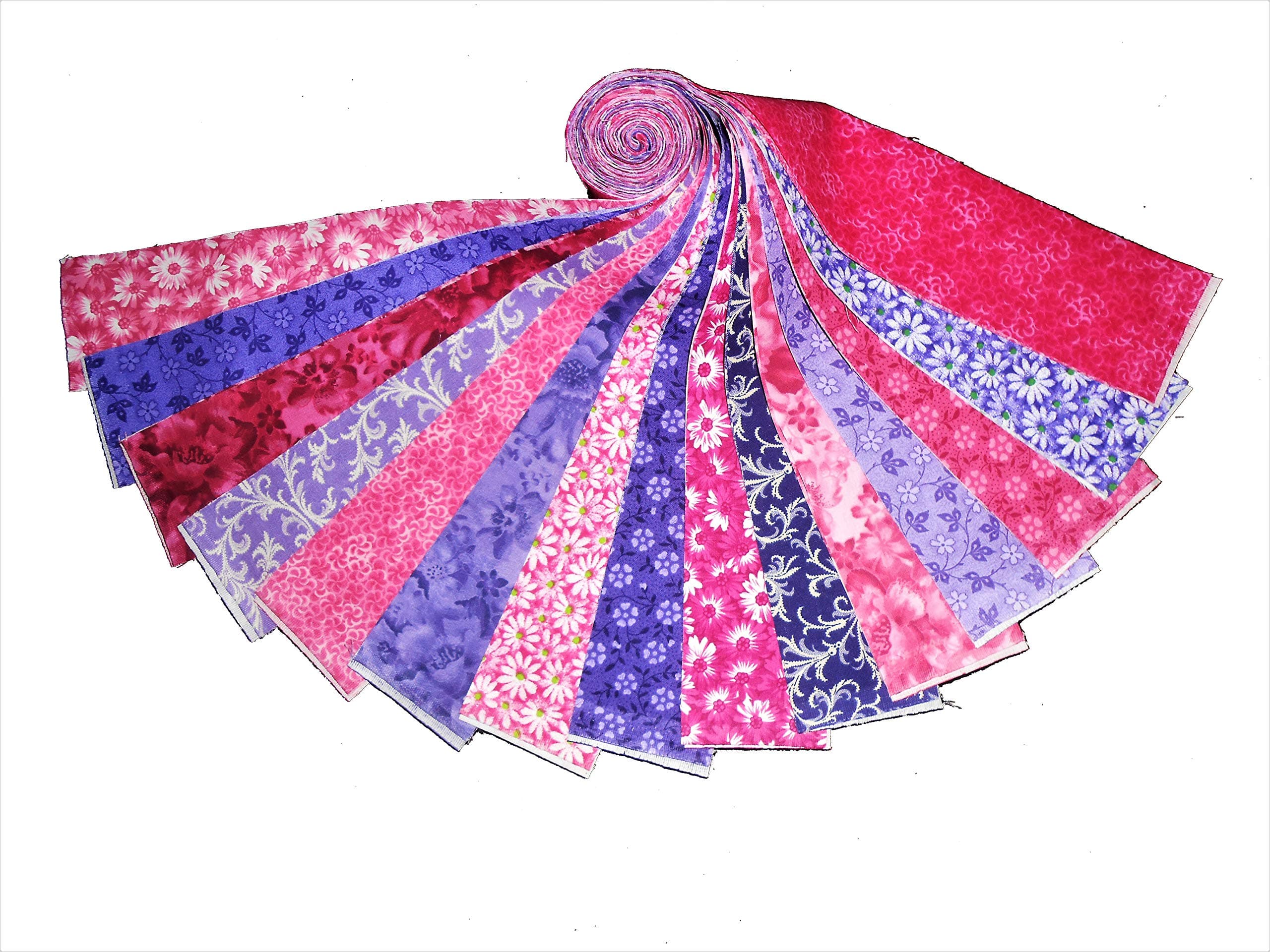 15 2.5" PURPLE & PINK JELLY ROLL-15 DIFFERENT- 1 OF EACH WOF