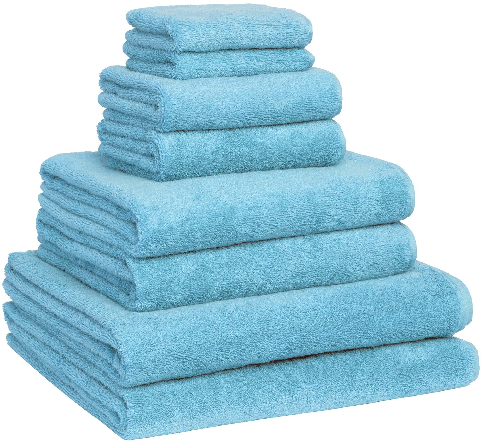Luxury Extra Large Bath Towel Set - Pack of 8 with 4 Bath Towels (76x152 and 60x121) - Aqua