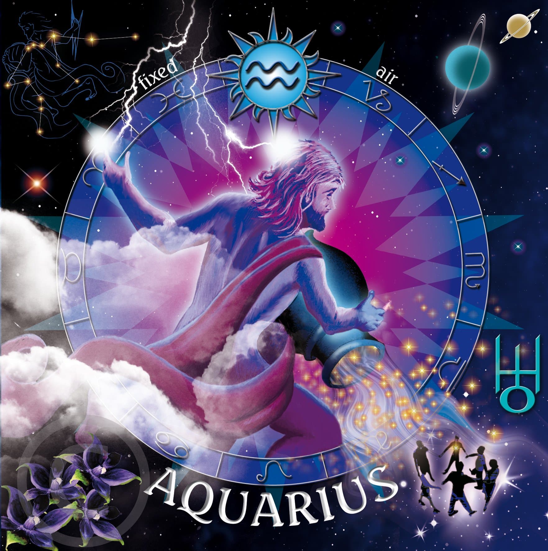 Astrology Birthday Card - Aquarius