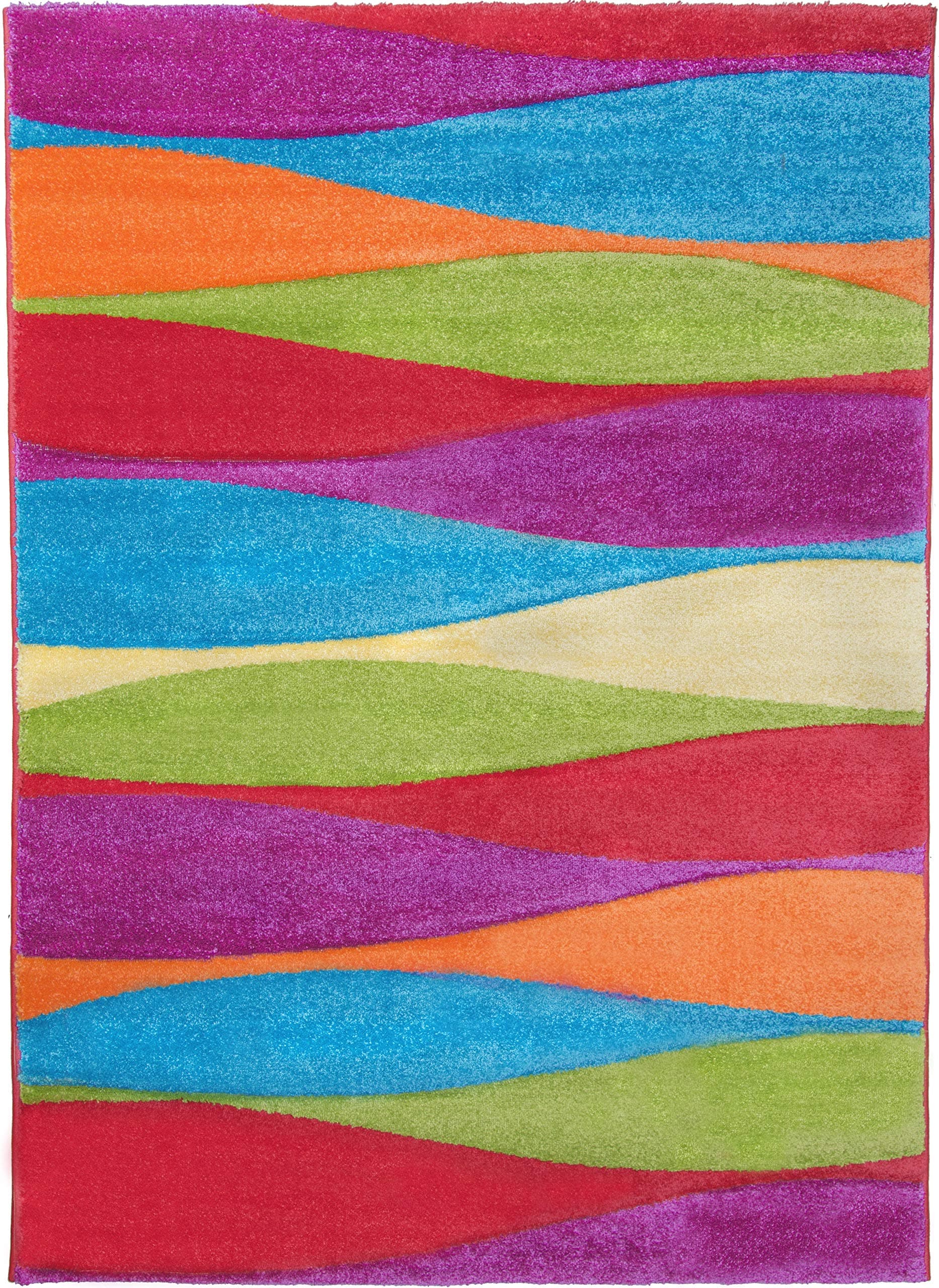 SrS Rugs® Candy Collection, Multicoloured Rainbow Rug, Runner for Living Room, Hallway, Kids Bedroom. 7 Designs, 10 Sizes (Waves, 120cm x 170cm)