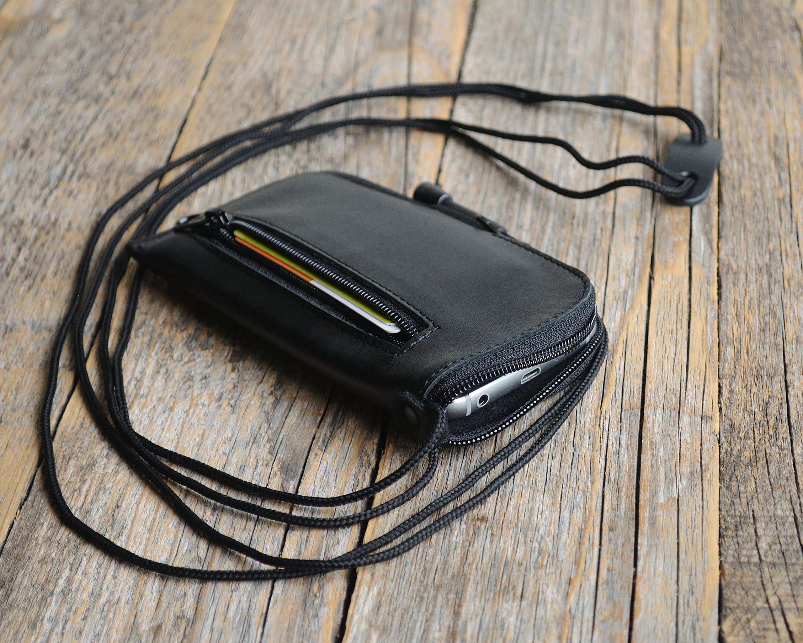 HAPPER STUDIOMini messenger bag for iPhone 14 Pro MAX genuine leather case cover wallet with neck strap sleeve pocket