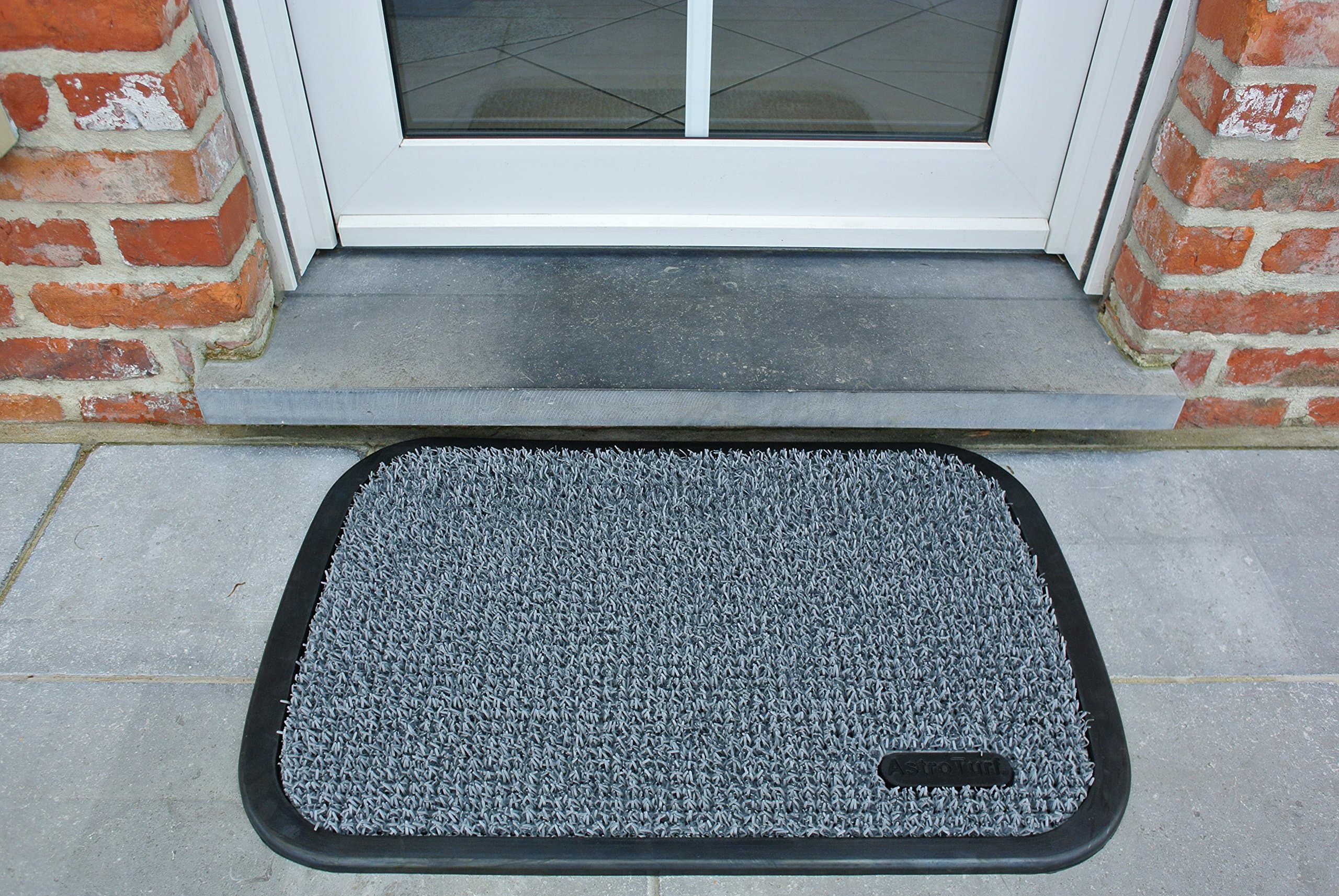 AstroTurf Utopia Quadro | High Performance Outdoor Scraper Doormat with Rubber Frame | 50x75 cm| Silver Grey, 75x50x2.5 cm