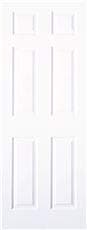 Masonite® 6-Panel Hollow Core Slab Door, Textured Finish, Primed White, 30X80 In.