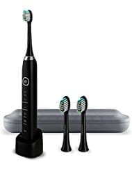 SAMOCARE Electrical Toothbrush Magnetic Suspension Motor 2 Minute Timer IPX7 Waterproof Toothbrush for 5 Cleaning Modes with 2pcs Toothbrush Heads (Black)