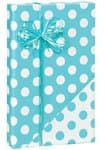 Reversible Polka Dot Turquoise Blue & White Gift Wrapping Paper Roll 16 Foot by Buttons Bags and Bows
