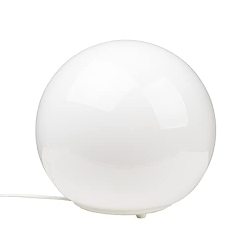IKEA FADO ball-shaped table lamp made from hand blown glass, 25 cm diameter, Glass, White, 28 x 27 x 28 cm