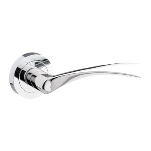 Marvel Lever on Rose Door Handle - Contemporary Design- Polished Chrome - 4 Pairs - Fixings Included - Interior Use