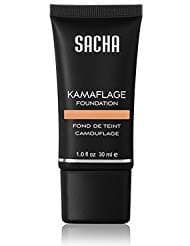 Liquid Kamaflage by Sacha Cosmetics, Camouflage Full Coverage Concealer Foundation Makeup, Matte Poreless Tattoo Cover Up, 1.0 oz, Perfect Beige