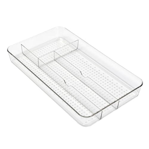 Dial Industries Small Cutlery, Utensil, Silverware Kitchen Drawer Organizer Tray, Clear