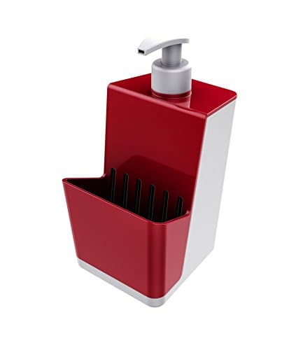 Smart Soap Dispenser Pump With Sponge Organizer. Plastic. Kitchen Countertops. (Red)