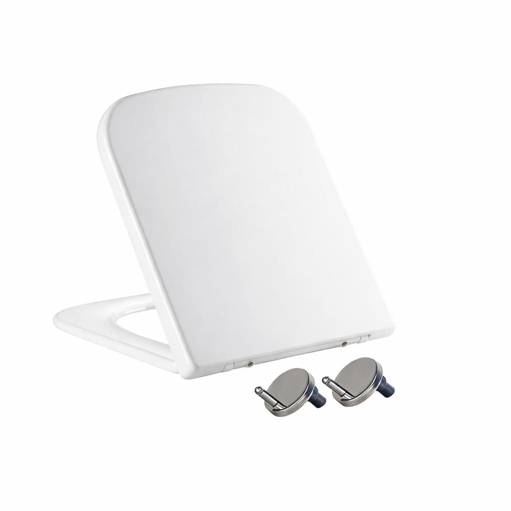 Square Toilet Seat- with Soft Close & Quick Release for Easy Cleaning, Universal Toilet Seat for Square Shaped Toilet Pans, Top Fixing Easy Installation (40.0cm L x 36cm W), White