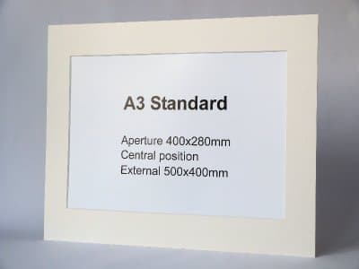 Pinnacle 500x400mm with A3 Window Snow White Textured Pre-Cut Picture Window Mount 1400mic