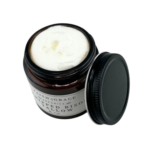 Organic Grass Fed Bison Tallow Moisturizer - All purpose moisturizer for sensitive skin, healing, hydrating, non-comedogenic, essential oils by Faith and Grace Organics