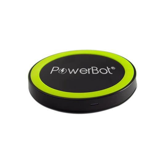 PowerBot PB1020 Qi Enabled Wireless Charging Pad Station for All Qi Standard Compatible Devices Including Samsung, iPhone, Nokia, Google, Nexus, LG, HTC and Other Smartphones with Receivers (AC Adapter Not Included. Micro USB Cable Included), Green on black