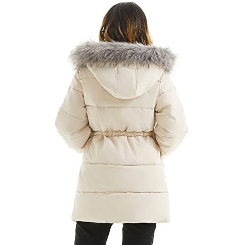 Women's Winter Hooded Coat Waterproof Down Long Jacket Warm Parka Thicken Puffer Coat with Removable Fur Hood