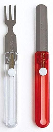 Hippus Re-usable Travel Cutlery Knife & Fork Set Red & White