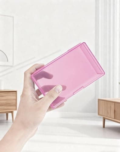 LJY 12 Pieces Rectangular Empty Mini Clear Plastic Organizer Storage Box Containers with Hinged Lids (5.3 x 3.1 x 1.2 inch, Pink)