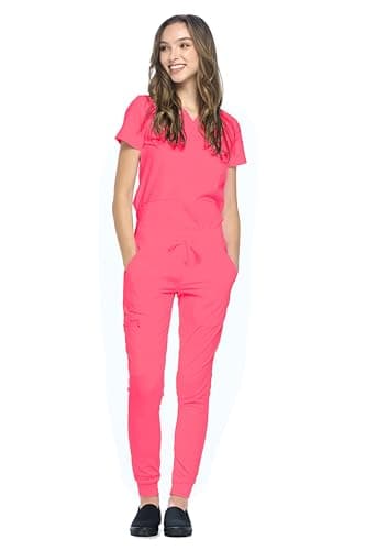 Dagacci Medical Uniform® Scrub Set – V-Neck Scrub Top & Elastic Jogger Pant Scrubs for Women Set and Men Unisex 8 Pockets