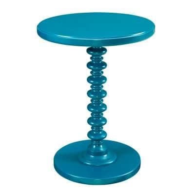 Ereteken ART Assembly Round Coffee End Tables for Living Room, Accent Furniture Pedestal Table, Nightstand Decor Side Tables for Bedroom-Blue (Engineered Wood)