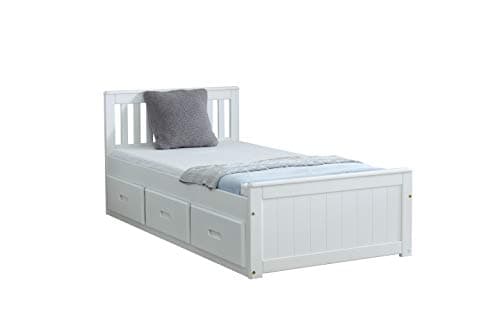 3'0 MISSION STORAGE BED IN WHITE WITH SPRING FLEX MATTRESS