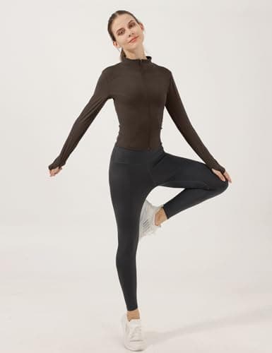 Locachy Women's Lightweight Stretchy Workout Full Zip Running Track Jacket with Thumb Holes