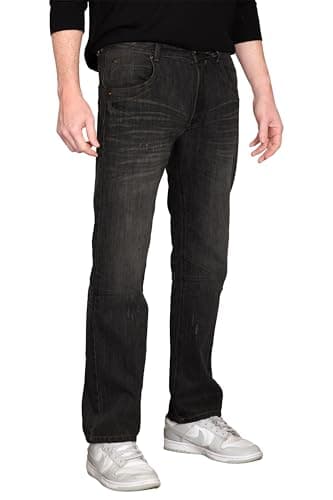 Level 7 Men's Relaxed Bootcut & Relaxed Straight Leg Denim Distressed Jeans with Zipper Pocket