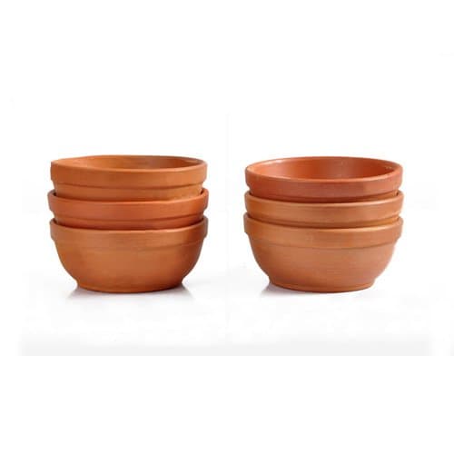 VAGHBHATT Clay Katori, Serving Bowl/Earthenware Bowl for Serving Curd, Vegetables, Snacks, Soup Set of 6clay Bowl/katori/Serving Bowl