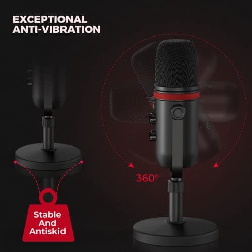 USB Microphone - AUDIOPRO Computer Condenser Gaming Mic for PC/Laptop/Phone/PS4/5, Headphone Output, Volume Control, USB Type C Plug and Play, LED Mute Button, for Streaming, Podcast, Studio Recording