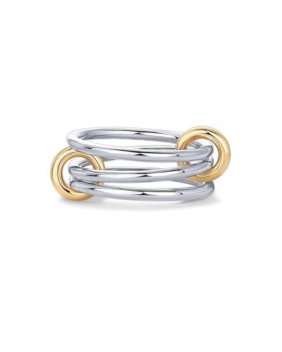 PAVOI 14K Gold Plated Interlocked Stackable Rings for Women | Statement Multi Ring Mixed Metals Stack | Cubic Zirconia Two-Toned Stacking Jewelry