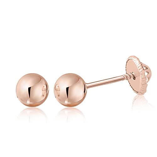 Gold High Polished Shiny Ball Post Stud Screwback Earrings