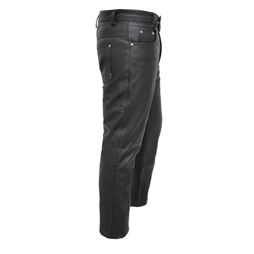 Touch&Torn Leather Pants Motorcycle Pants for Mens 30" to 44" Waist Jeans Style Pant with 5 Pockets Motorbike Pant for Biker
