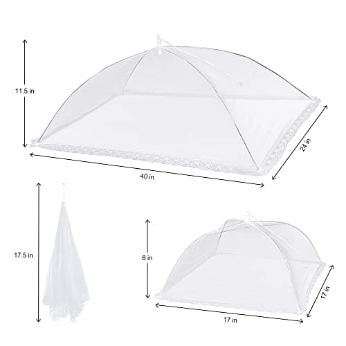 LYDTICK 10Pack Mesh Food Covers for Outside Outdoors Pop-Up Umbrella Screen Food Covers Bulk, 2 Extra Large (40"x24") & 8 Large (17"x17") Collapsible Reusable Picnic Table Fruit Nets for Camping, BBQs
