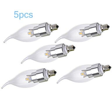5pcs 7W E14 650-7006000-6500K Cool White Color LED Candle Style Candle Bulb (110V)