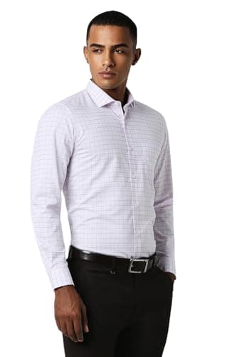 Peter England Men's Micro-Checkered Formal Slim Fit Full Sleeve Shirt | Cotton Rich