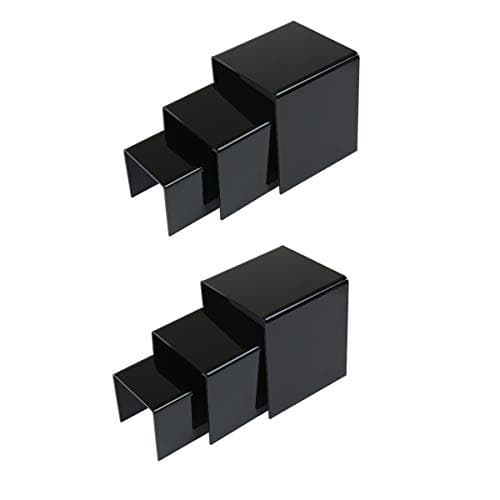 BYCY Black Acrylic Riser Square Display Stands-Acrylic risers for Hobbies, Jewels, Cosmetics and Figurines Including 6 pcs per Set