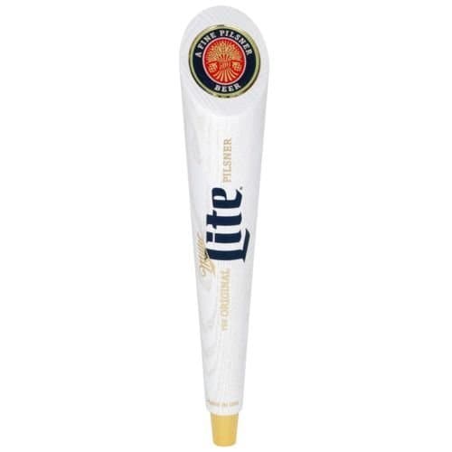 Miller Lite White Washed Wood Tap Handle, 12" L