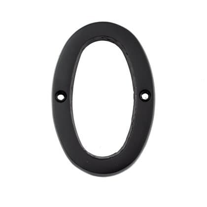 Bolton Hardware Number 3 Inch Solid Brass Dark Oil Rubbed Bronze Finish House Number Raised 3/16", Number 0