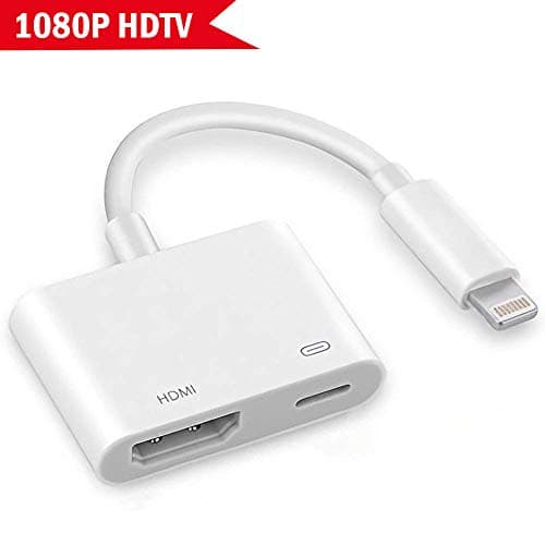 HDMI Adapter Converter, 1080P Sync Screen High Speed Audio AV Adapter, Digital AV Adapter for Select Phone Xs XR X 8 7 6 Plus, Pad and Pod Models on HD TV/Monitor/Projector, Plug and Play