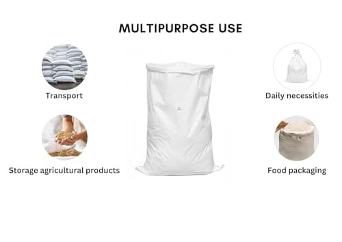HDPE White Empty Packing Bags | Durable Reusable Storage Sacks for Food, Vegetables, Wheat, Rice, Sugar & Grains | Heavy Duty Bori/Bora Bags (Size - 24 x 36,Set of 10)