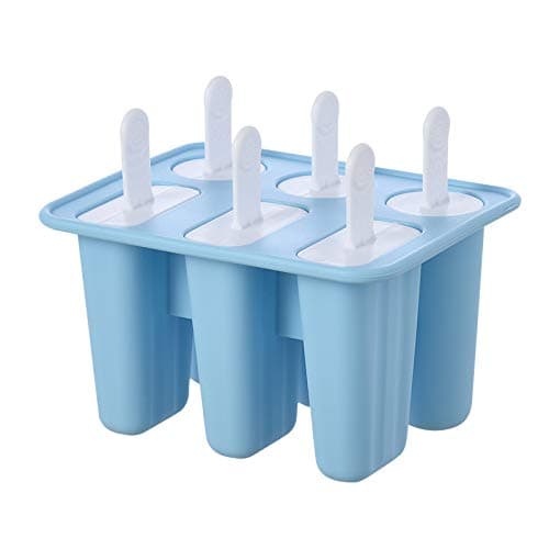 LIENJAER Popsicle Molds 6 Pieces Silicone Ice Pop Mold Reusable Ice Cream Mold Easy Release Frozen Ice Pop Maker, Dishwasher Safe, BPA Free-Blue