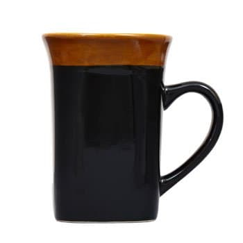 My Sanctuary Two-Tone Flared-Rim Stoneware 14oz. Mugs, Set of 4 Coffee Cups, Black