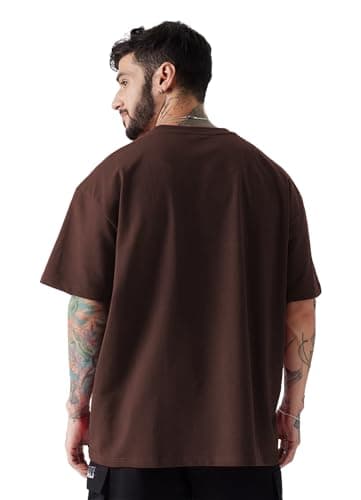 LEOTUDE Men's Cottonblend Oversized Half Sleeve Round Neck Tshirt