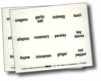 Round Spice Labels, Black Type on Clear, Set of 48