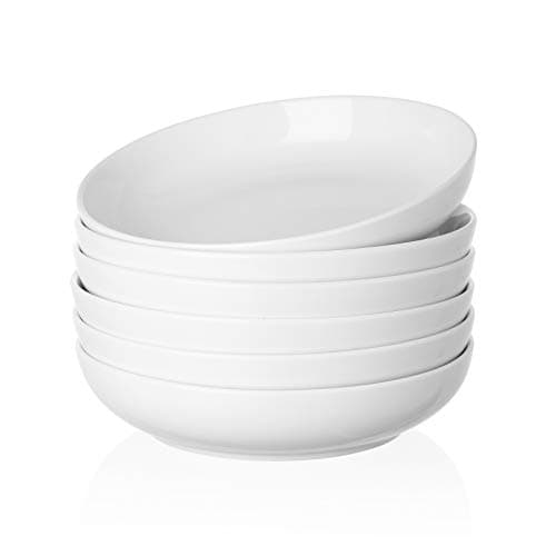 SweejarCeramic Pasta Bowls Set, 23 OZ for Salad, Soup, Cereal, Set of 6 (White)