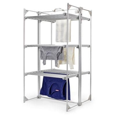 DrySoon Deluxe 3-Tier Electric Heated Clothes Airer – Energy Efficient Electric Airer Clothes Dryer with Foldable Design – Large 21m Drying Space – Lightweight Electric Drying Rack for Indoor Use