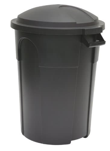 United Solutions TI0006 Black Thirty Two Gallon Round Trash Can with Lid - 32 Gallon Wastebasket and Lid in Black (Older Model)