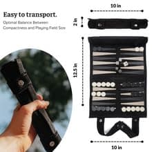 Sondergut Backgammon Board Game Black - For Rolling Made of 100% Leather - The Original Since 1998 Camper & Travel Fans - 25 x 34 cm