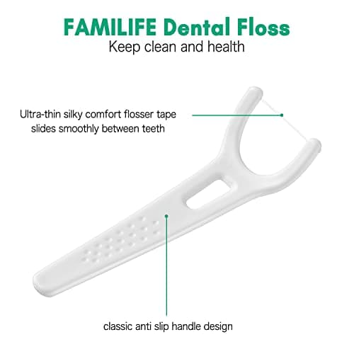 FAMILIFE Back Teeth Floss Picks Fluoride Free, Unflavored Flossing with 4 Travel Handy Cases 120 Count, Dental Flossers